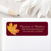 Étiquette Fall Burgundy Gold Feuilles Adresse de retour (En situation)