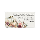 Étiquette Fall Floral Blanc Citrouille Bourgogne Adresse de (Devant)