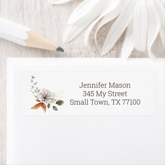 Étiquette Fall Floral Cottage Magnolia Thanksgiving Adresse (En situation)