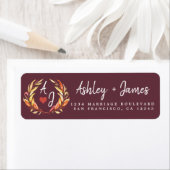 Étiquette Fall in Love Monogram Mariage Adresse de retour (En situation)
