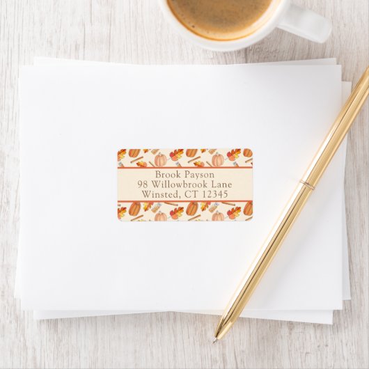 Étiquette Fall Pumpkin Spice Return Address Label (En situation)
