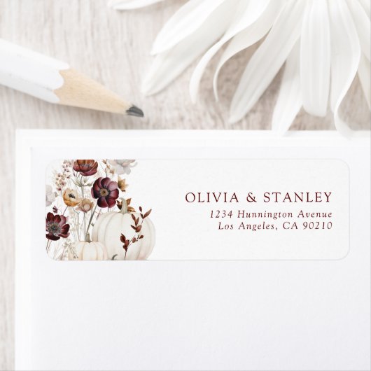 Étiquette Fall Pumpkin Wildflower (En situation)