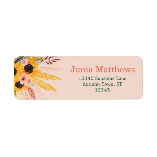 Étiquette Fall Sunflower Bouquet Return Address Labels (Devant)