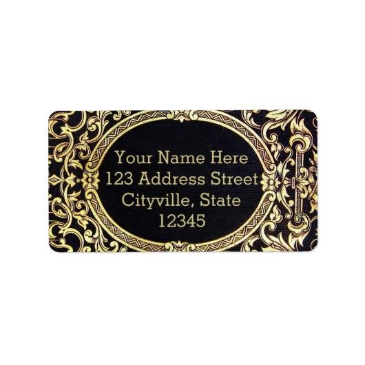 Étiquette Falln Ornate Gold Frame (Parfait pour un Monogramm (Devant)