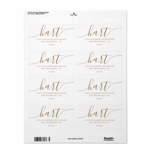 Étiquette Famille d'adresse de style élégant en or (Feuille entière)