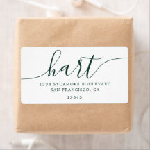 Famille d'adresses de style manuscrit vert foncé é