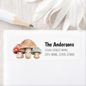 Étiquette Famille De Champignons Cute Retourner Adresse Étiq (En situation)