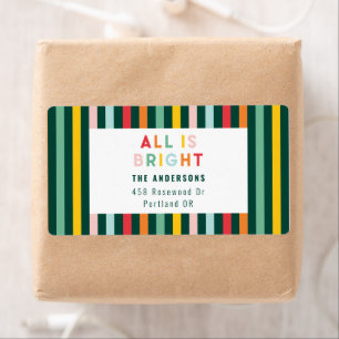 Étiquette Famille de Noël moderne et colorée