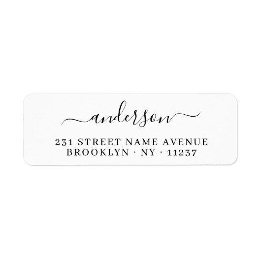 Étiquette Famille moderne Nom de script Simple Noir Calligra (Devant)