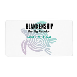 Étiquette Famille Réunion Tribal Art Turtle Papier Nom Tags
