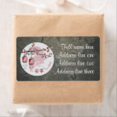 Étiquette Fan de lanternes carrés rouges "Pacifique" (En situation)