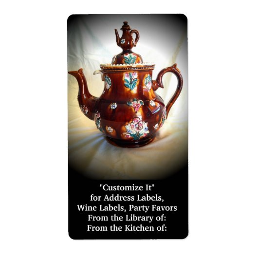 Étiquette Fancy Ornat Antique anglaise Teapot Pot de café (Devant)