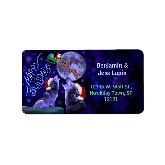 Étiquette Fantaisie Noël Joyeux Howlidays Wolf Pun Custom (Devant)