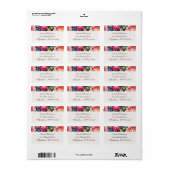 Étiquette Fantaisie rose rose et bleu (Feuille entière)