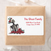 Étiquette Fantômes d'Halloween personnalisés Crâne Floral (En situation)