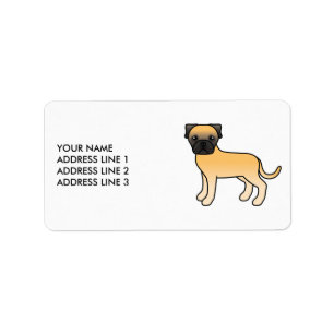 Étiquette Faon Bullmastiff Chien de Dessin Animé Mignon & Te