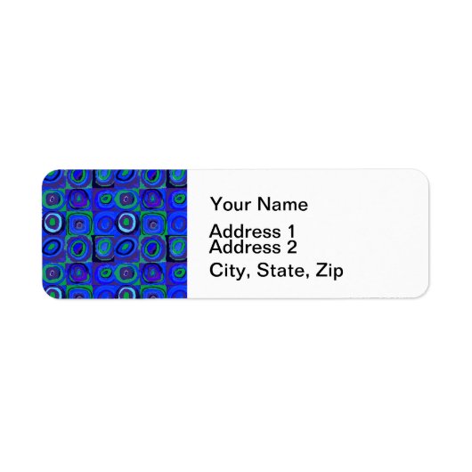 Étiquette Farbstudie Quadrate Carré Cercles bleus (Devant)