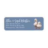 Étiquette Farm Ducks Return Address Labels Colonial Blue (Devant)