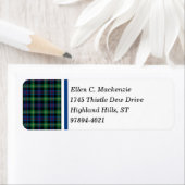 Étiquette Farquharson Clan Bright Blue et Green Tartan (En situation)