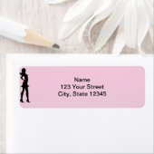 Étiquette Fashionista en rose et gris (En situation)