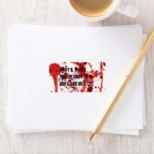 Étiquette Fausses éclaboussures de sang (En situation)