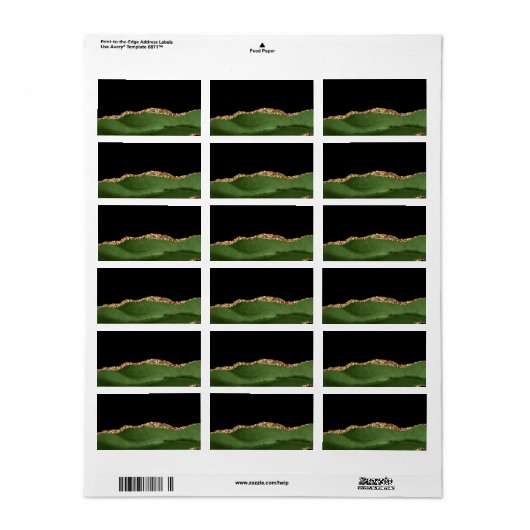 Étiquette Faux Emerald Green Marbled Agate (Feuille entière)