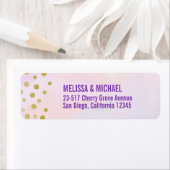 Étiquette Faux Gold Confetti sur Purple Aquarelle (En situation)