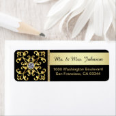 Étiquette Faux Gold Diamond Enveloppe noire Adresse de retou (En situation)