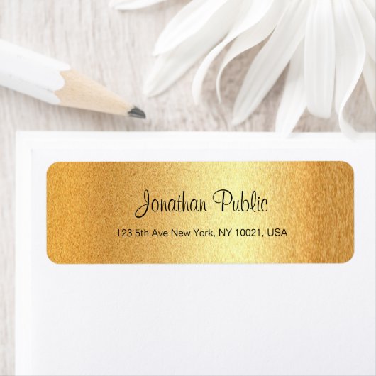 Étiquette Faux Gold Elegant Moderne Script manuscrit Simple (En situation)