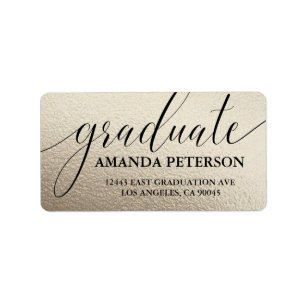 Étiquette Faux Gold Foil Black Luxury Typographie Diplômé