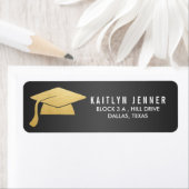 Étiquette Faux Gold Foil Casquette de graduation Noir (En situation)