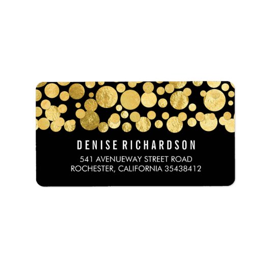 Étiquette Faux Gold Foil Confetti Noir (Devant)