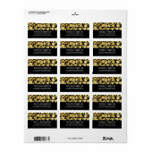 Étiquette Faux Gold Foil Confetti Noir (Feuille entière)