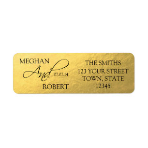 Étiquette Faux Gold Foil Enregistrer la date Mariée Groom Ad