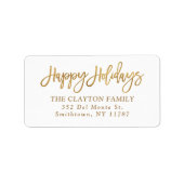 Étiquette Faux Gold Foil Happy Holidays Return Adresse (Devant)