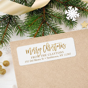 Étiquette Faux Gold Foil Joyeux Noël Adresse de retour