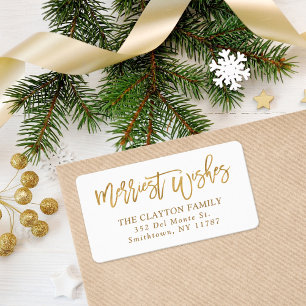 Étiquette Faux Gold Foil Merriest Wings Adresse de retour