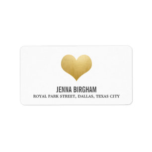 Étiquette Faux Gold Foil mignon Mariage coeur