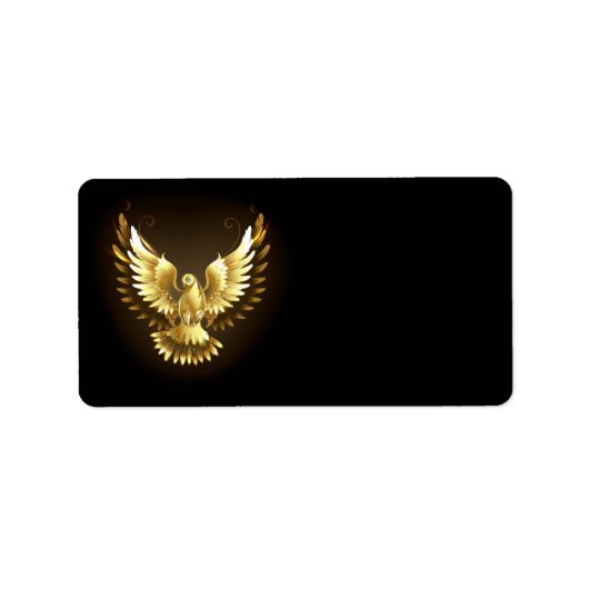Étiquette Faux Gold Foil Peace Dove en noir (Devant)