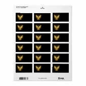 Étiquette Faux Gold Foil Peace Dove en noir (Feuille entière)