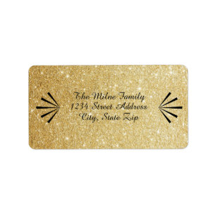 Étiquette Faux Gold Glitter Retro - Address Labels