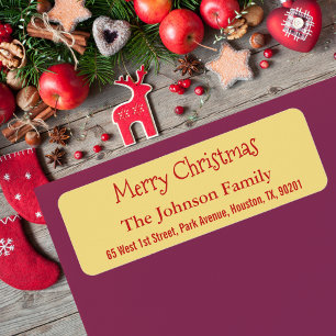 Étiquette Faux Gold Joyeux Noël personnalisé Adresse de reto