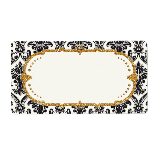 Étiquette Faux Gold Parties scintillant Damask Floral Patal (Devant)