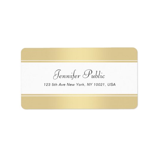 Étiquette Faux Gold White manuscrit Script Élégant moderne (Devant)