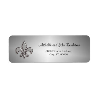 Étiquette Faux Metal Argent Fleur de Lis