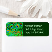 Étiquette Faux Peacock Plumes Abstrait Motif de la nature (En situation)