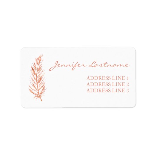 Étiquette Faux Rose Couleur Rose Or Plumes Et Informations P (Devant)