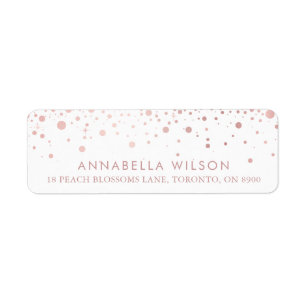 Étiquette Faux Rose Gold Foil Confetti Dots Modernes