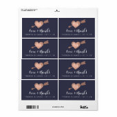 Étiquette Faux Rose Gold & Marine Wedding Favoriser les Étiq (Feuille entière)