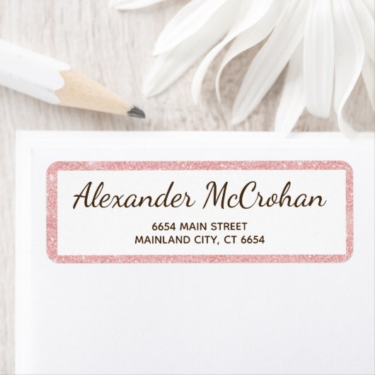 Étiquette Faux Rose Gold Parties scintillant Pink Foil Adres (En situation)